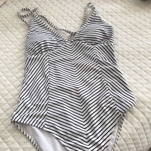 Striped halter one piece